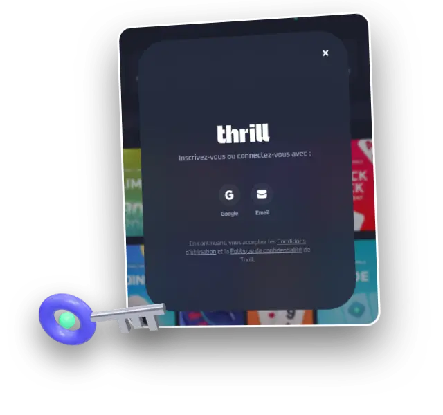 Capture de l'interface Thrill, rubrique Connexion