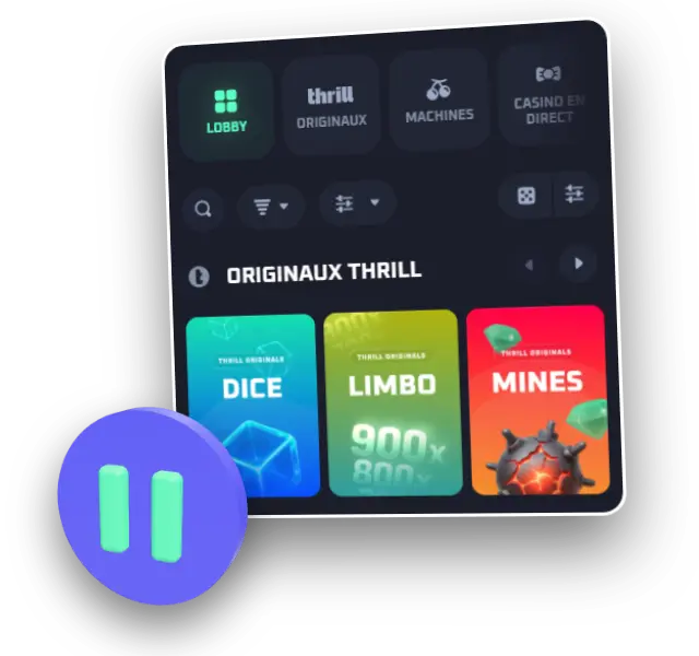 Capture de l'interface Thrill, rubrique Jeu responsable