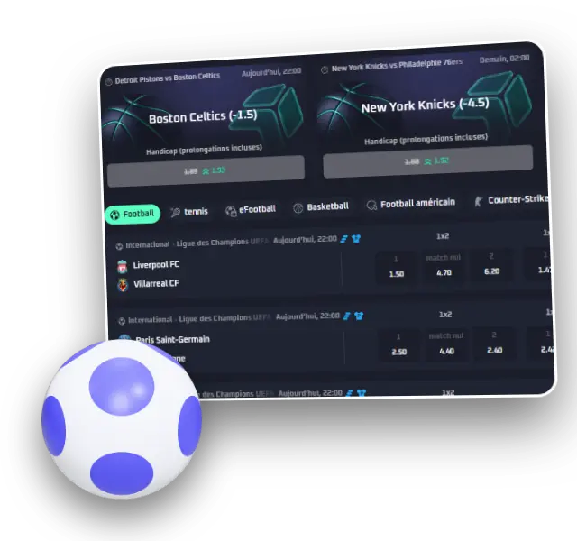 Capture de l'interface Thrill, rubrique Sport