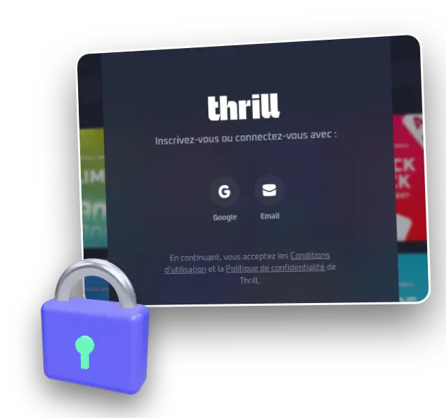 Capture de l'interface Thrill, rubrique Confidentialité